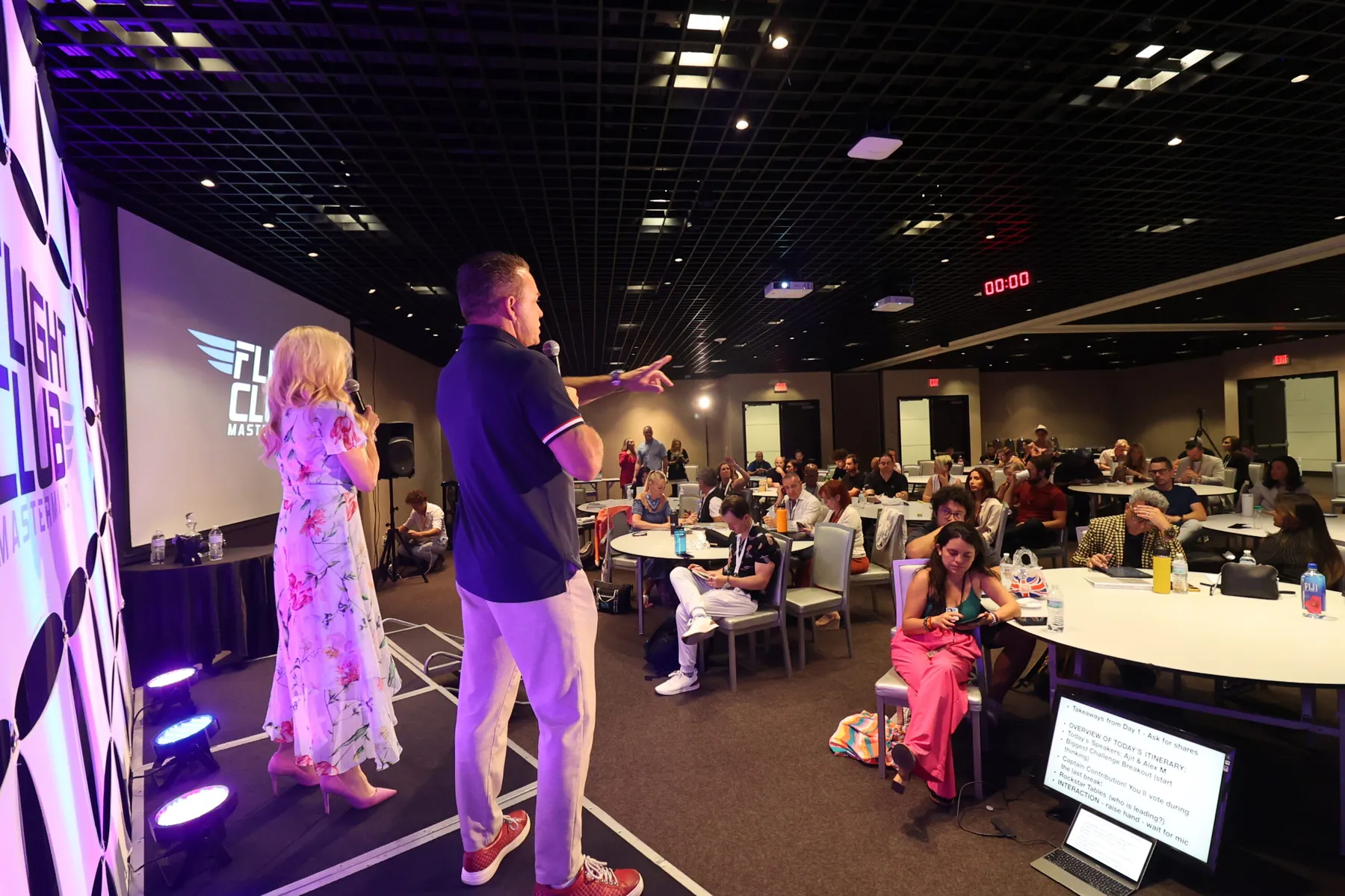 Glen Ledwell and Stephanie Sickenger leading a session at the Flight Club Mastermind invite-only entrepreneur retreat
